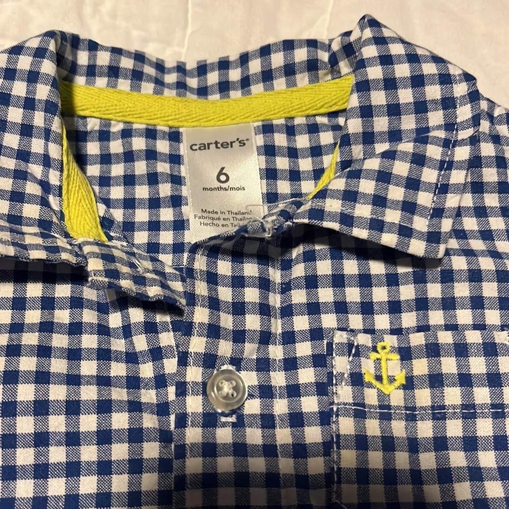 Carters gingham romper 6m - Picture 2 of 2